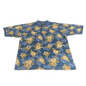Vintage OP Sport Hawaiian Polo Shirt Mens XL Floral Retro Beach Aloha 90s Waffle